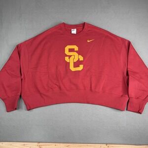 USC Trojans Oversized Crop Sweatshirt Women Large‎ Red Gold Nike Pullover